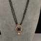 Purple Moissanite  Black Beads  92.5 Silver Chain - 