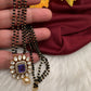 Purple Moissanite  Black Beads  92.5 Silver Chain - 