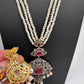 AD Red Stone Pendent Pearl Mala