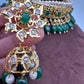Color Stone Hyderabadi Jadau Real Freshwater Pearls Choker - Green