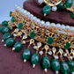 Color Stone Hyderabadi Jadau Real Freshwater Pearls Choker - Green