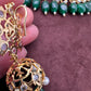 Color Stone Hyderabadi Jadau Real Freshwater Pearls Choker - Green