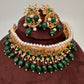 Color Stone Hyderabadi Jadau Real Freshwater Pearls Choker - Green