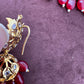 Color Stone Hyderabadi Jadau Real Freshwater Pearls Choker - Red