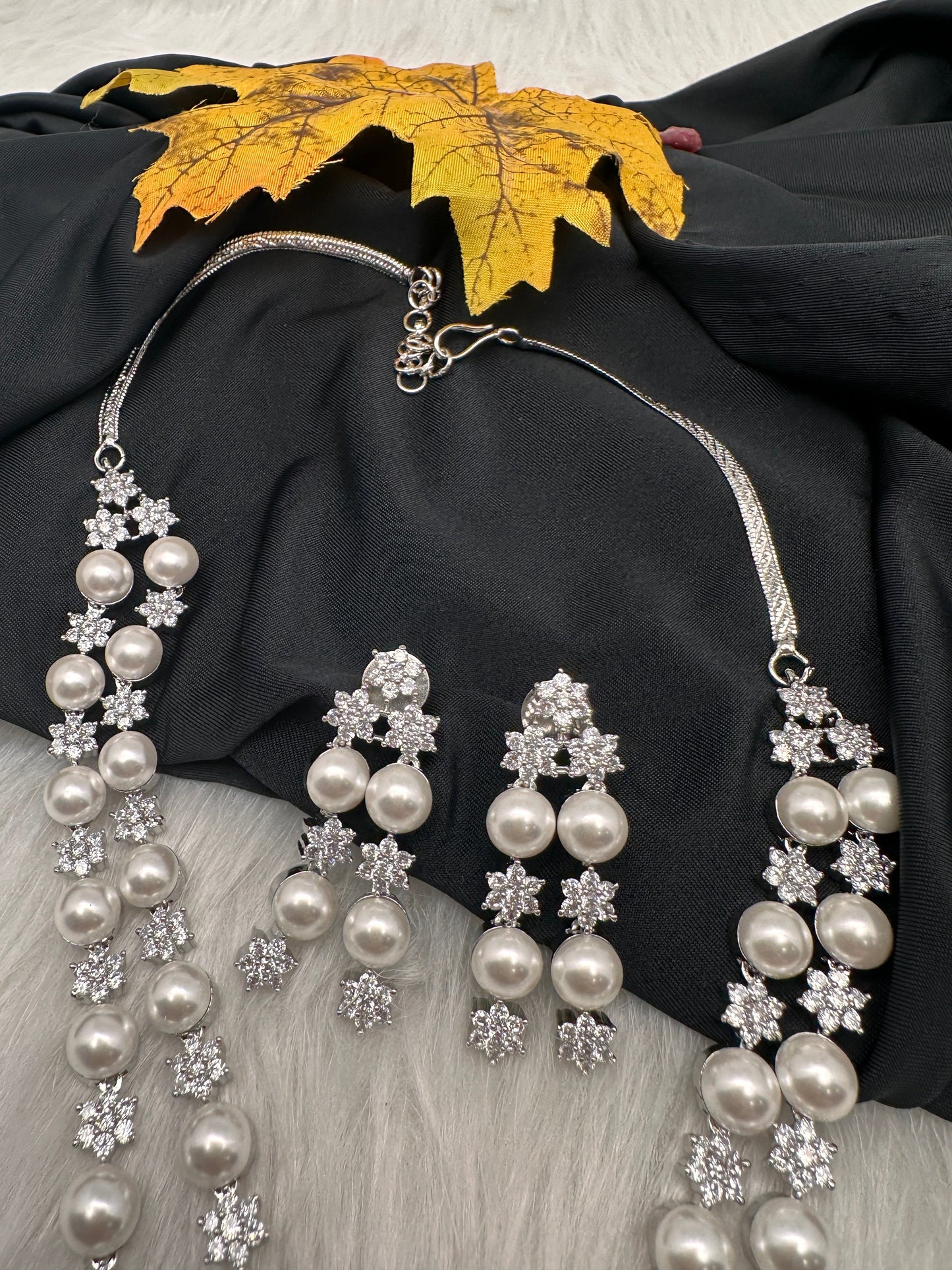 Double Layer Silver Pearl Necklace