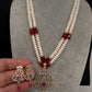 Real Fresh Water Pearls Color Stone Necklace - Red