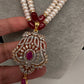 Real Fresh Water Pearls Color Stone Necklace - Red