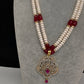 Real Fresh Water Pearls Color Stone Necklace - Red