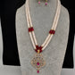 Real Fresh Water Pearls Color Stone Necklace - Red
