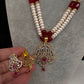 Real Fresh Water Pearls Color Stone Necklace - Red