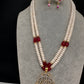 Real Fresh Water Pearls Color Stone Necklace - Red