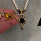 Real Fresh Water Pearls Single Line Color Stone Necklace - 