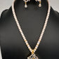 Real Fresh Water Pearls Single Line Clear Stone Necklace - 