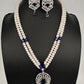 Real Fresh Water Pearls Blue Stone Silver Finish Necklace - 