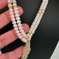 Real Fresh Water Pearls Clear Stone Silver Finish Necklace - Clear