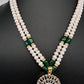 Real Fresh Water Pearls Clear Stone Silver Finish Necklace - Green