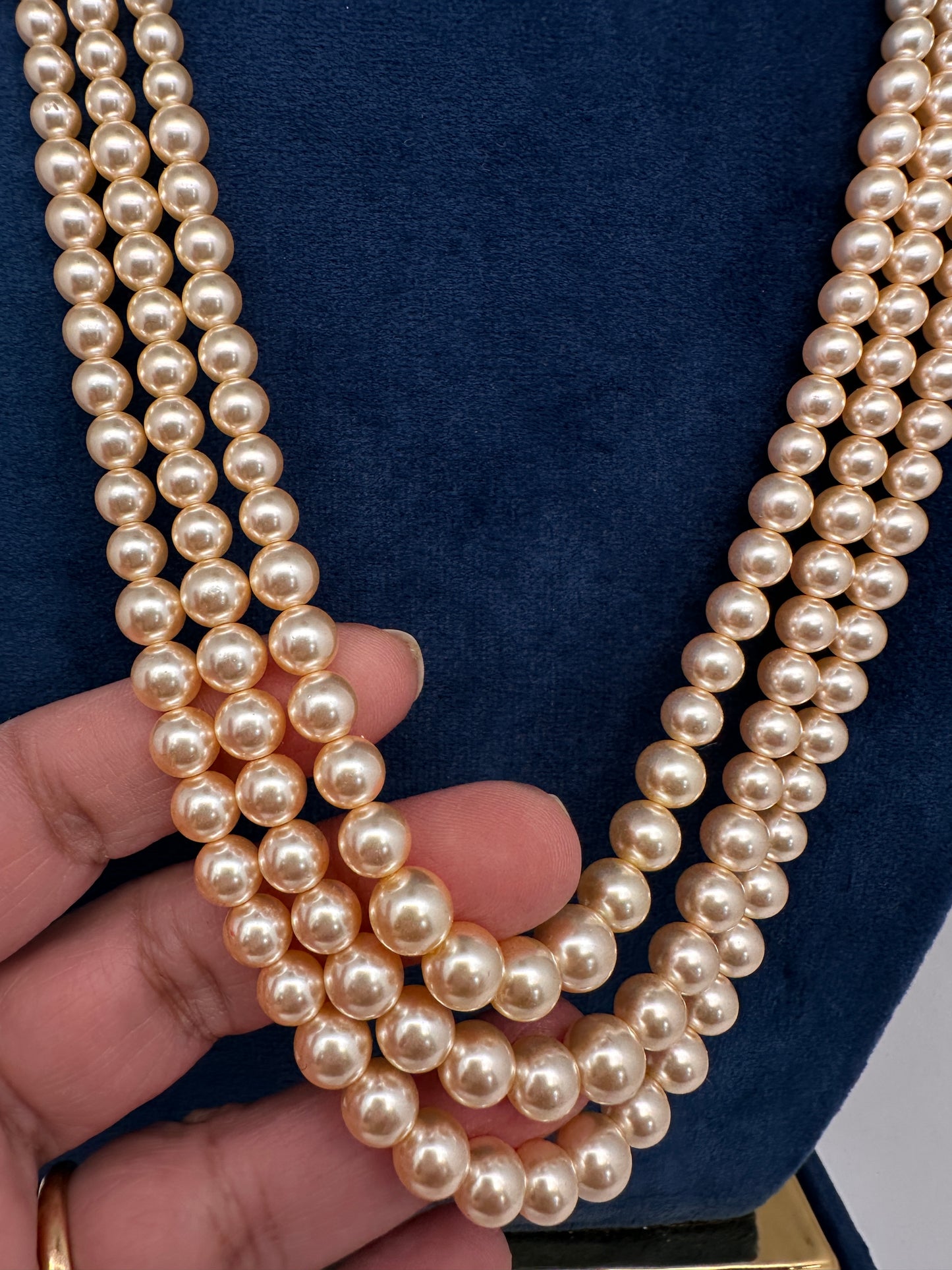 Swaroski Pearls Triple Layer Necklace - 