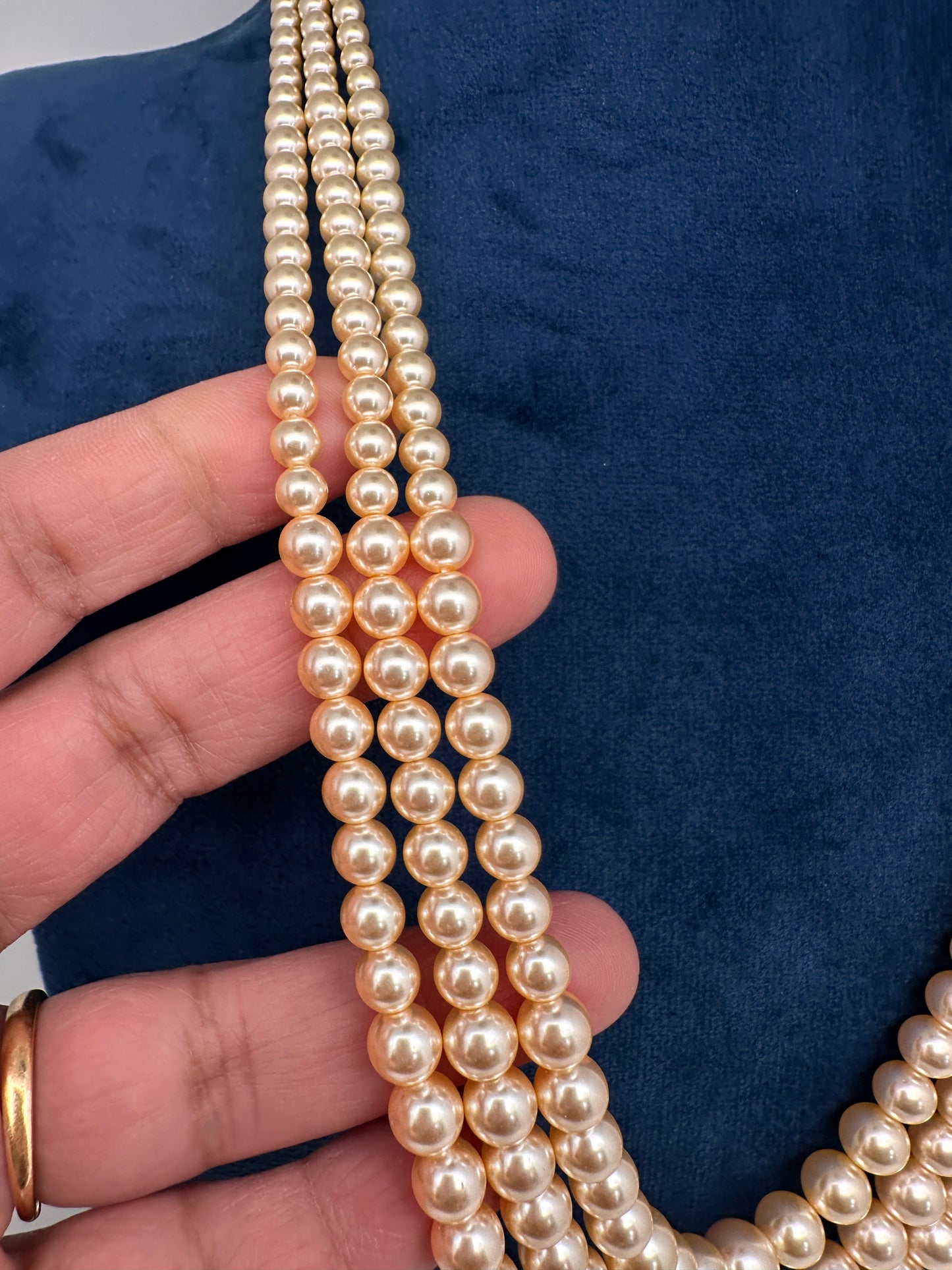 Swaroski Pearls Triple Layer Necklace - 