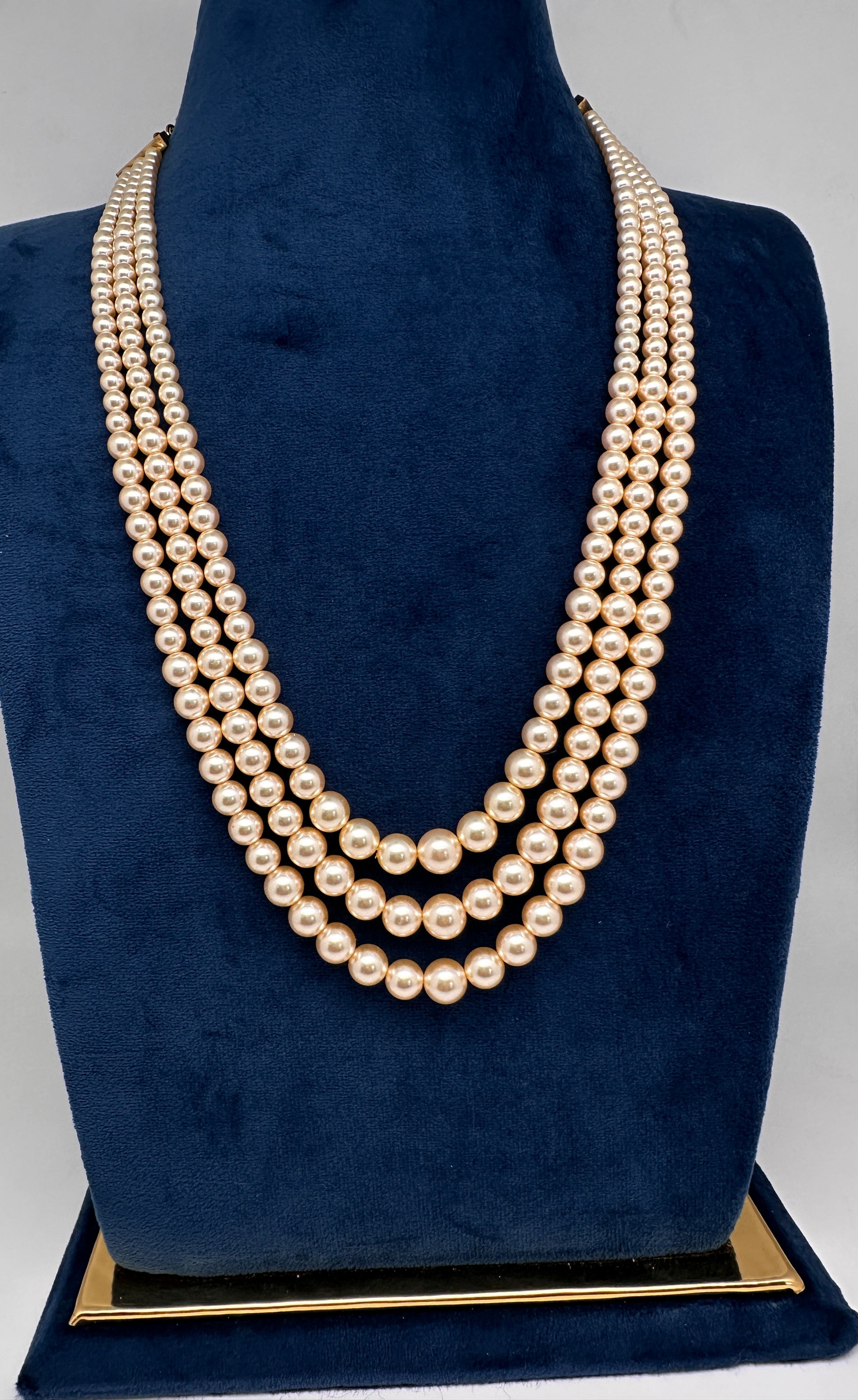 Swaroski Pearls Triple Layer Necklace - 