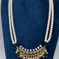 Tirmani Pearl Necklace With Chandballi Earrings - Green