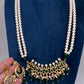 Tirmani Pearl Necklace With Chandballi Earrings - Green