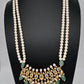 Tirmani Pearl Necklace With Chandballi Earrings - MintGreen