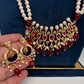 Tirmani Pearl Necklace With Chandballi Earrings - Red