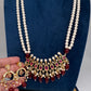Tirmani Pearl Necklace With Chandballi Earrings - Red