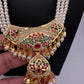 Hyderabadi Jadau Nauratan Pendent Pearl Raani Haar Necklace - 
