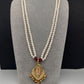 Hyderabadi Jadau Multi Stone Nizami Pendent Pearls Short Necklace - 