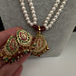Hyderabadi Jadau Multi Stone Nizami Pendent Pearls Short Necklace - 