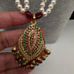 Hyderabadi Jadau Multi Stone Nizami Pendent Pearls Short Necklace - 