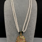 Hyderabadi Jadau Multi Stone Pendent Pearls Short Necklace - 
