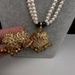 Hyderabadi Jadau Multi Stone Pendent Pearls Short Necklace - 