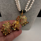 Hyderabadi Jadau Multi Stone Pendent Pearls Short Necklace - 