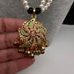 Hyderabadi Jadau Multi Stone Pendent Pearls Short Necklace - 