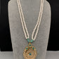 Mint Green Hyderabadi Jadau Polki Jugni in Shell Pearls Short Necklace - 