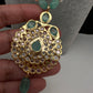 Mint Green Hyderabadi Jadau Polki Jugni in Shell Pearls Short Necklace - 