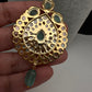Mint Green Hyderabadi Jadau Polki Jugni in Shell Pearls Short Necklace - 