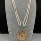 Mint Green Hyderabadi Jadau Polki Jugni in Shell Pearls Short Necklace - 