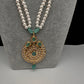 Mint Green Hyderabadi Jadau Polki Jugni in Shell Pearls Short Necklace - 
