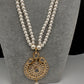 Clear Hyderabadi Jadau Polki Jugni in Shell Pearls Short Necklace - 