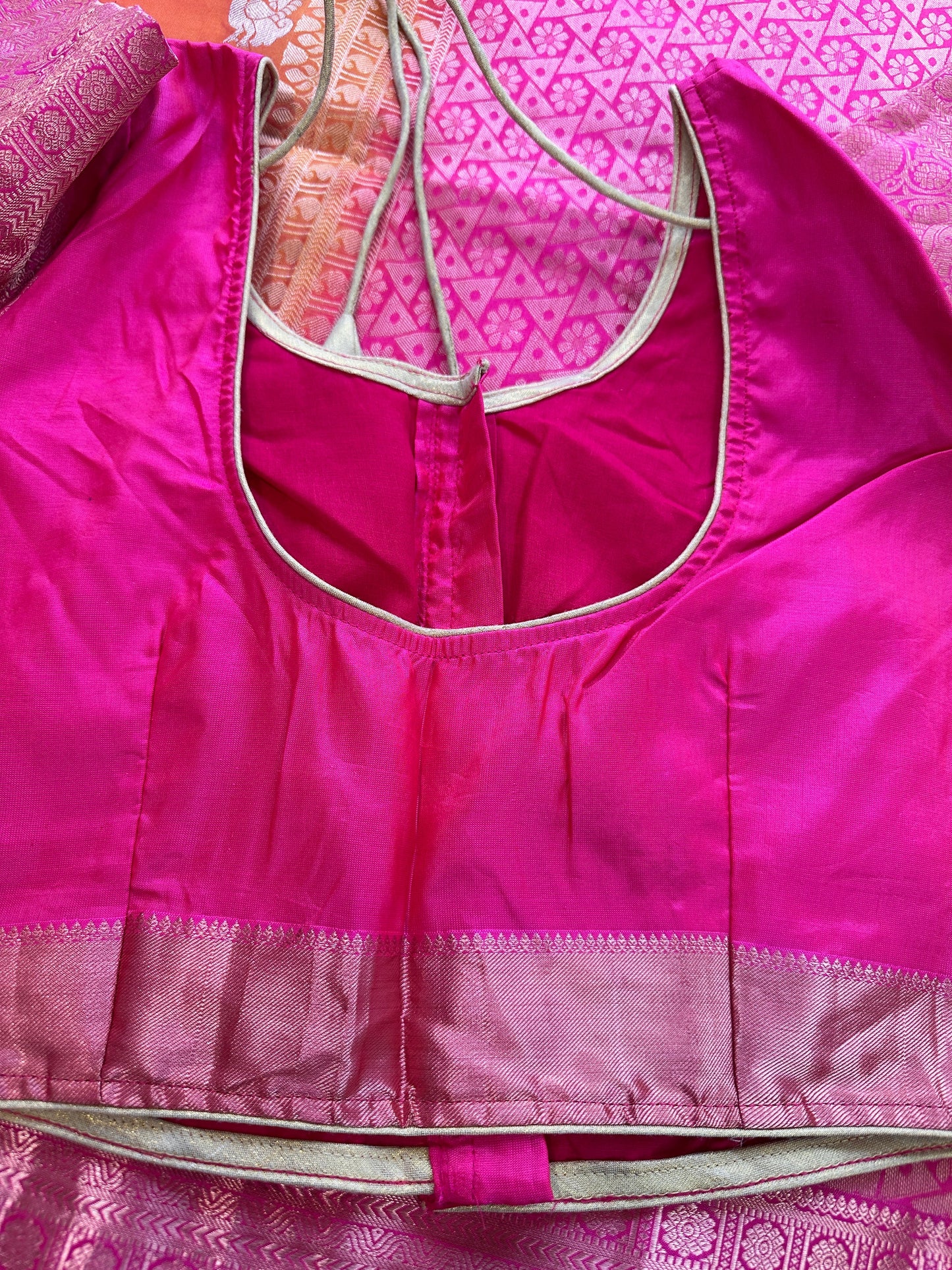 Orange Semi Soft Silk with Magalgiri Border