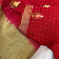 Red Checked hand work Saree