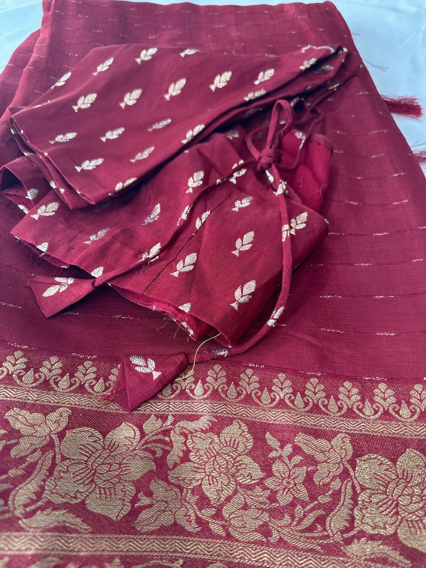 Maroon Crepe Silk Saree