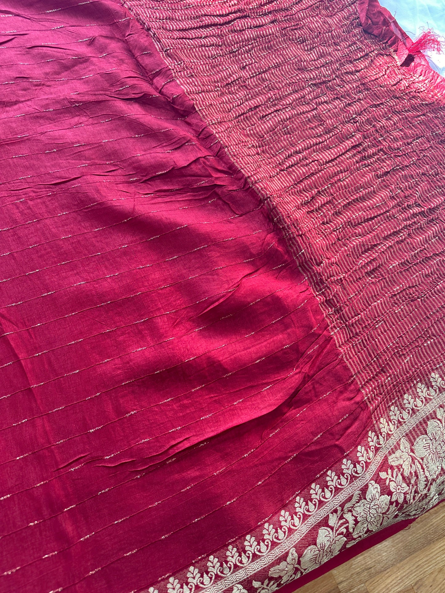Maroon Crepe Silk Saree