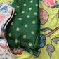 Kalamkari Patch Semi Crepe Green Saree comes with 2 Blouses