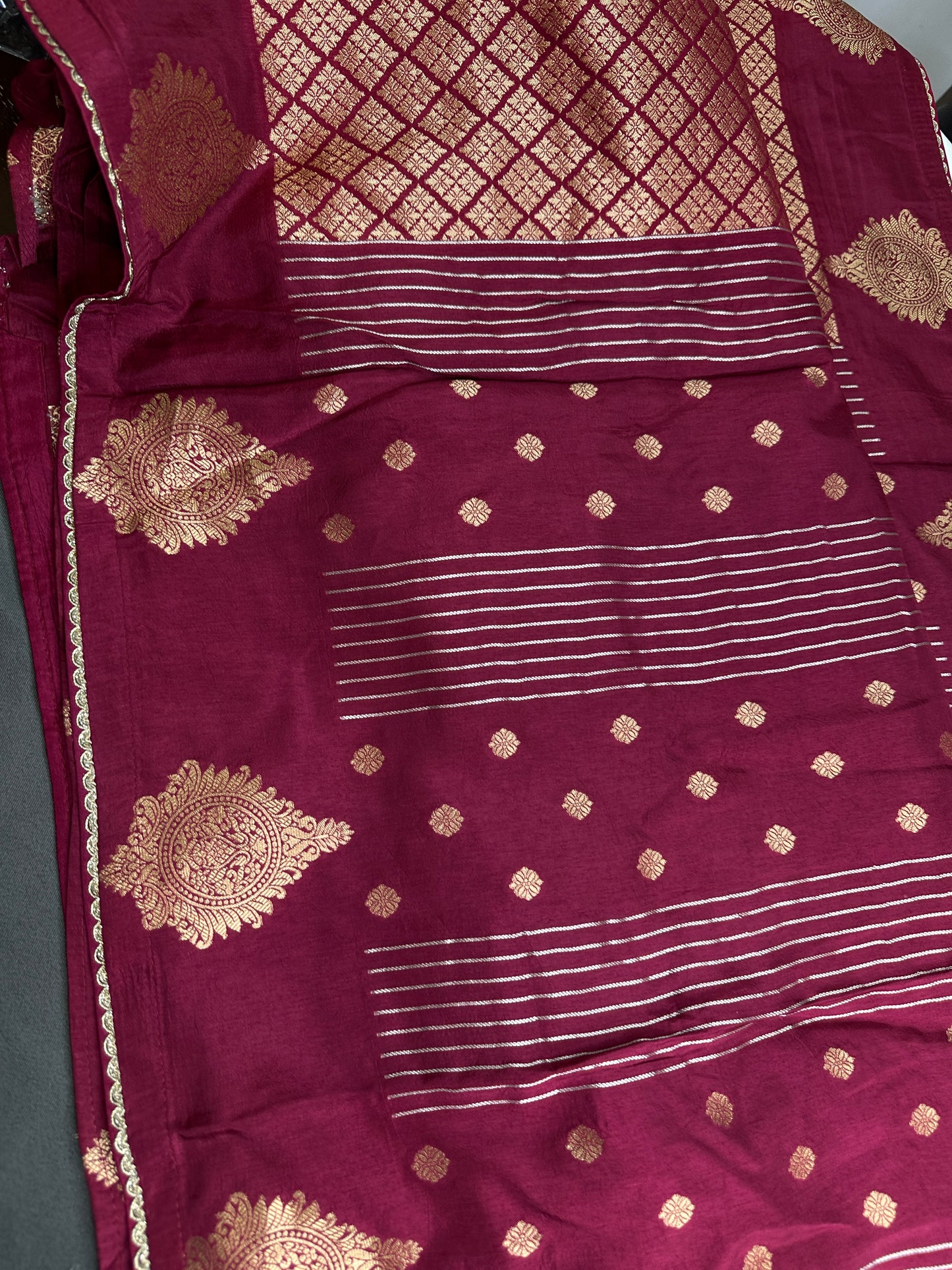 Maroon Banarsi Saree - 