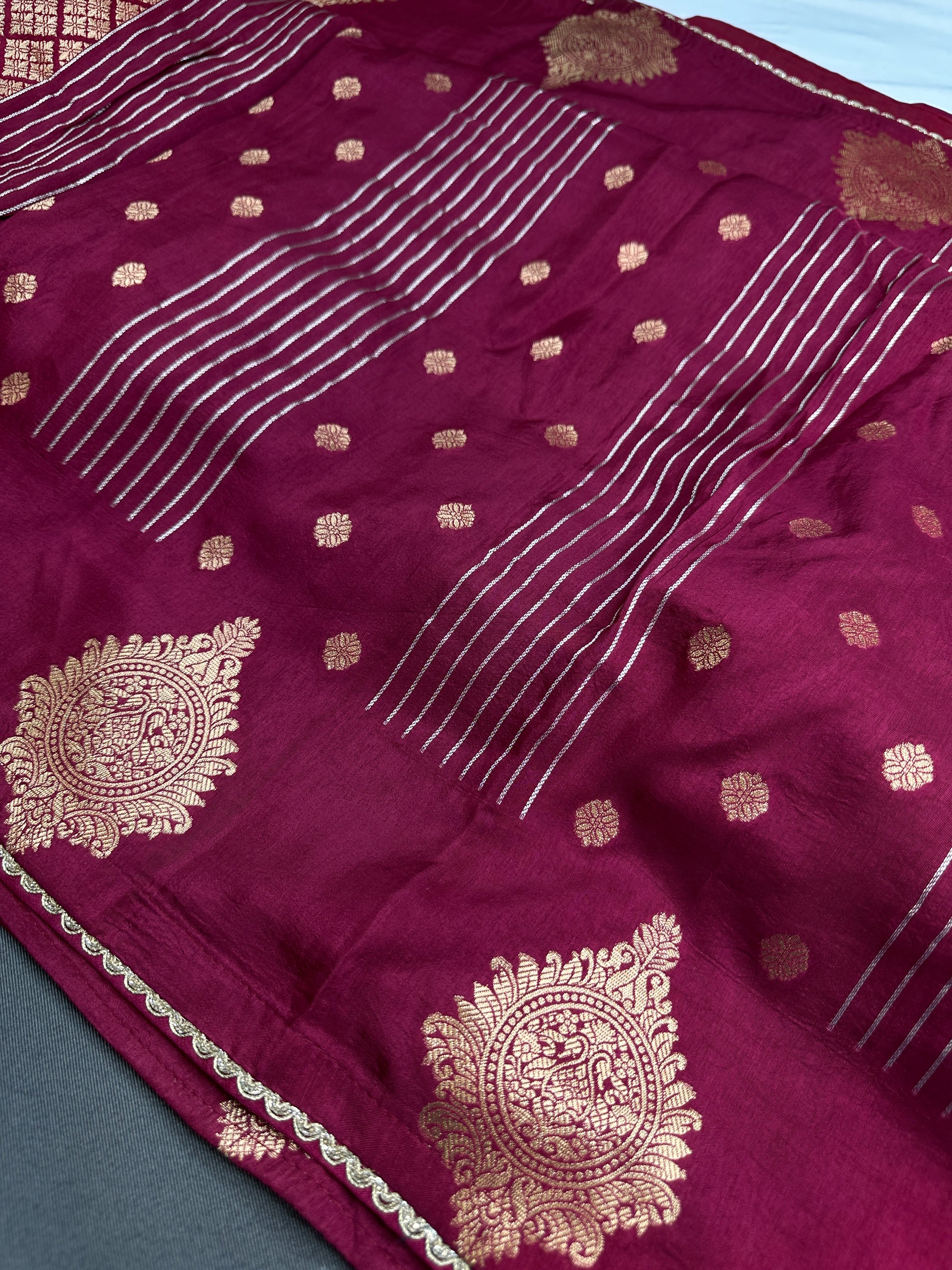 Maroon Banarsi Saree - 