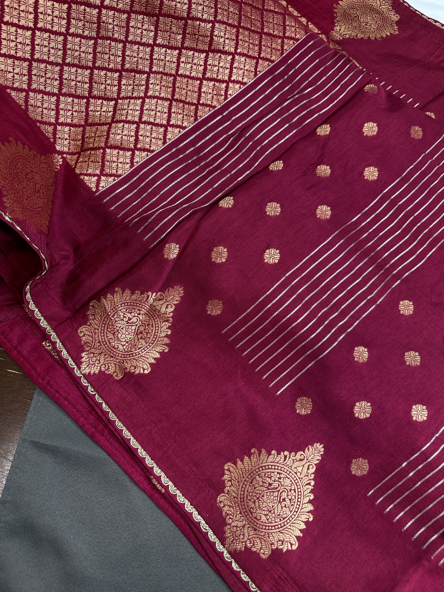 Maroon Banarsi Saree - 